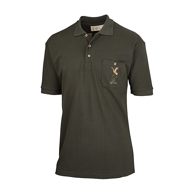 Hubertus Herren-Poloshirt Fliegende Enten, oliv, Größe XXL