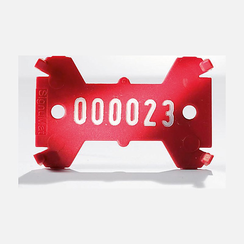 Signumat Kunststoffplättchen Typ 01 einzeilig, gelb-schwarz, Ziffernfolge 02000–02999