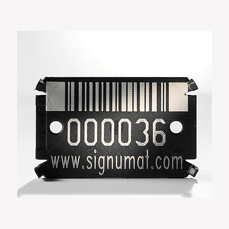Signumat Kunststoffplättchen Barcode Black, Ausführung zweizeilig mit langem Stift