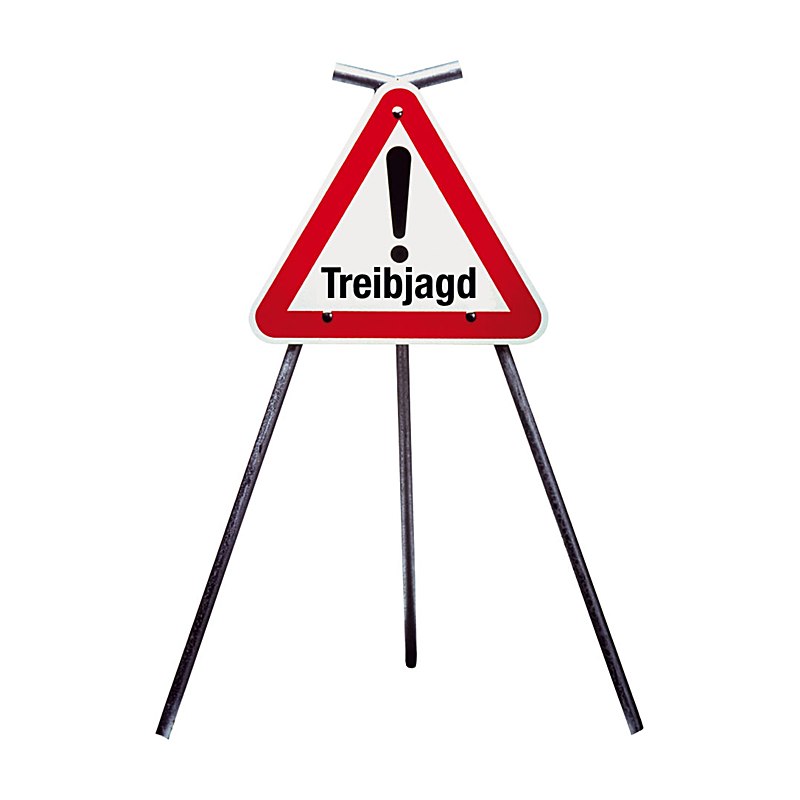 Warnschilder Treibjagd, Komplett mit Warnständer