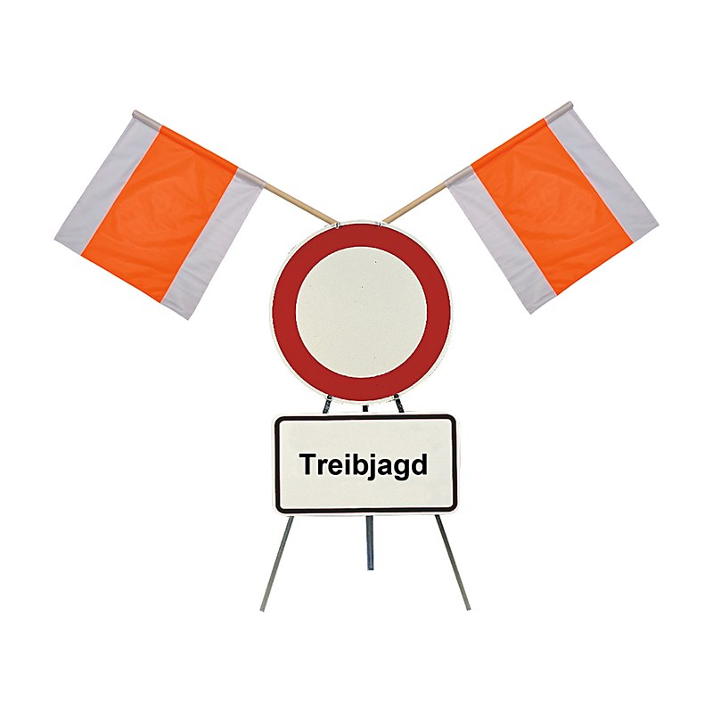 Warnständer mit Sperrschild und Zusatzschild Treibjagd