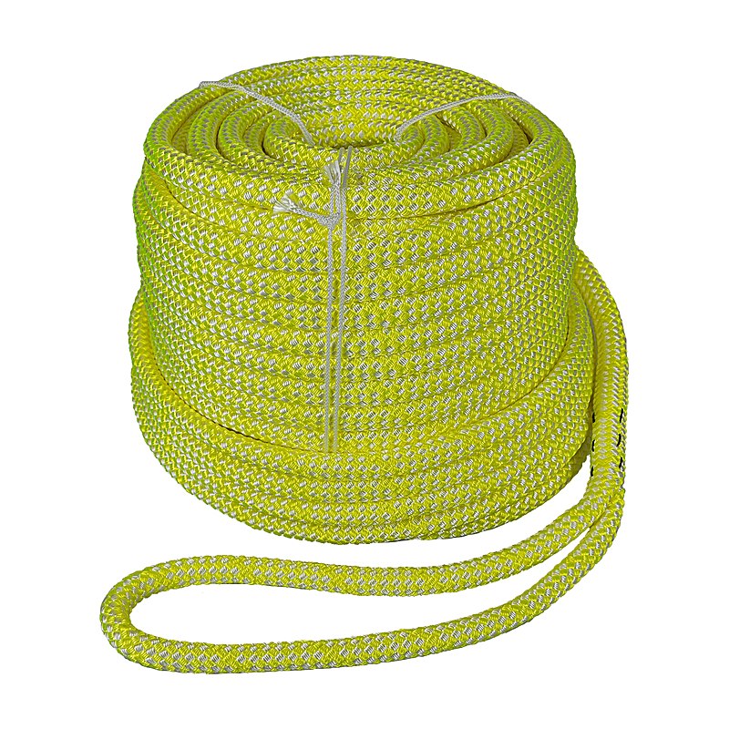 Teufelberger Arbeitsseil Sirius Bull Rope mit Spleiß, neongelb-weiß, 53 kN, 16 mm, 50 m