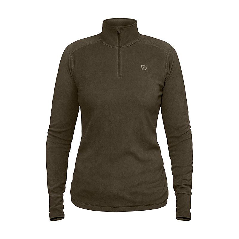 Fjällräven Damen-Unterziehhemd Skare Half Zip, dark olive, Größe XS