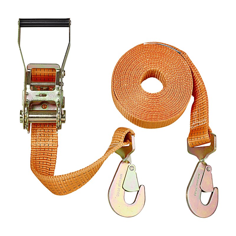 Zurrgurt mit 230-mm-Druckratsche, DIN EN 12195-2, mit Karabinerhaken, 10 m