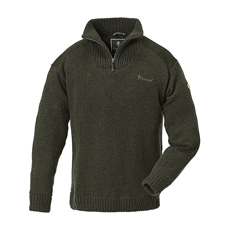 Pinewood Herren-Sweater Hurricane, d.green mélange, Größe XXL