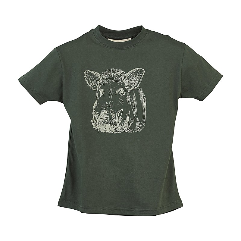Hubertus Kinder-T-Shirt Keilerkopf, oliv, Größe 164