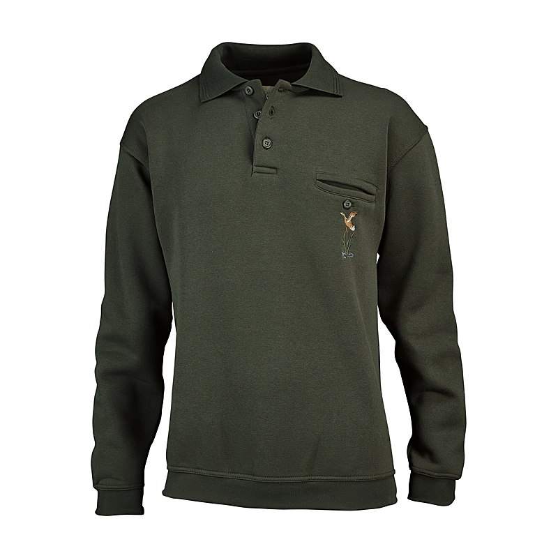 Hubertus Herren-Sweatshirt mit Polokragen, oliv, Größe XXL