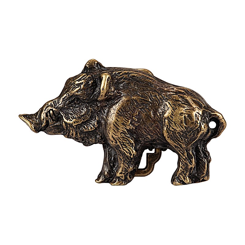 Gürtelschließe Keilerfigur, altmessing, Größe one size