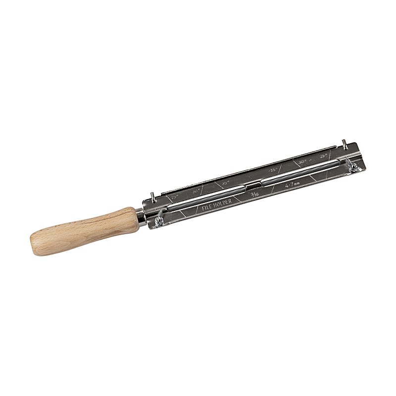 Feilenhalter mit Lehre 25°/30°, Rundfeile 4,8 mm
