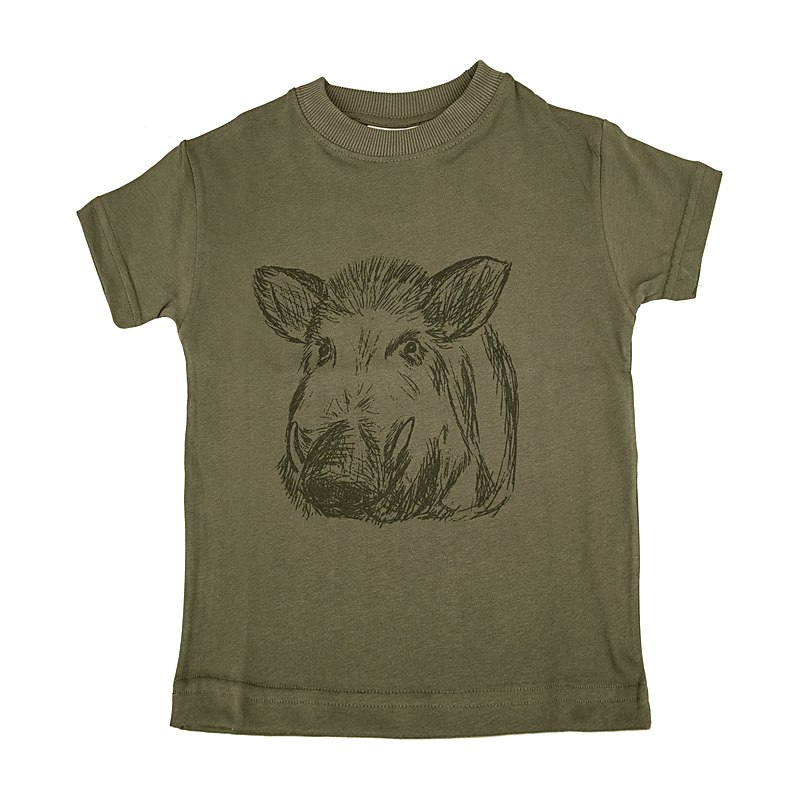 Hubertus Kinder-T-Shirt Keilerkopf, schilf, Größe 164