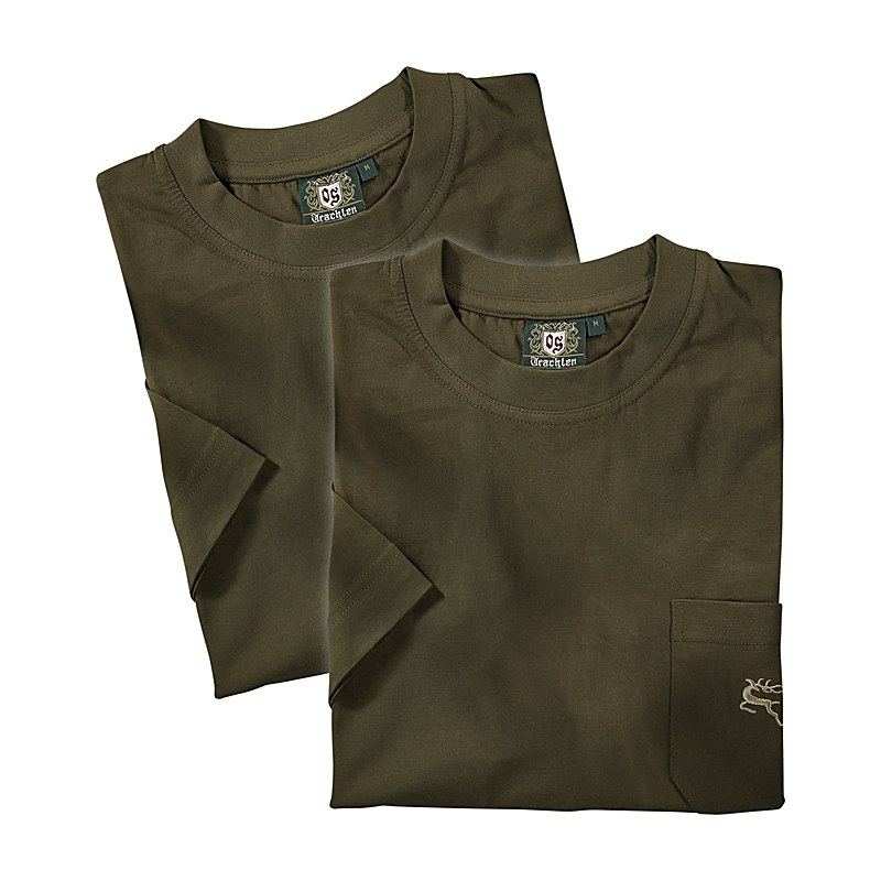 OS-Trachten T-Shirts, 2er-Pack, oliv, Größe XXL