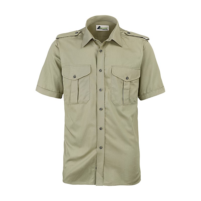 Skogen Herren-Forstdiensthemd Slim Fit, Kurzarm, schilf, Größe 47