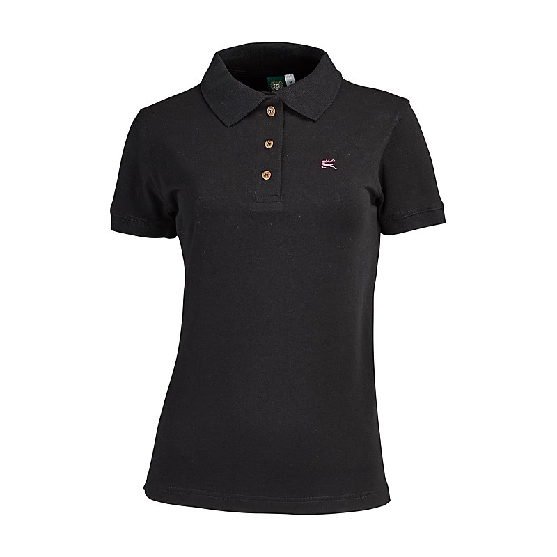 OS-Trachten Damen-Poloshirt, schwarz, Größe XL