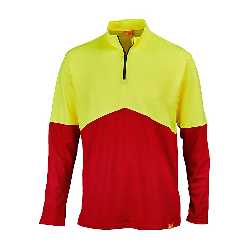 IQ-UV Funktionsshirt Langarm Zip UV 50+, gelb-hv-rot, Größe XXL