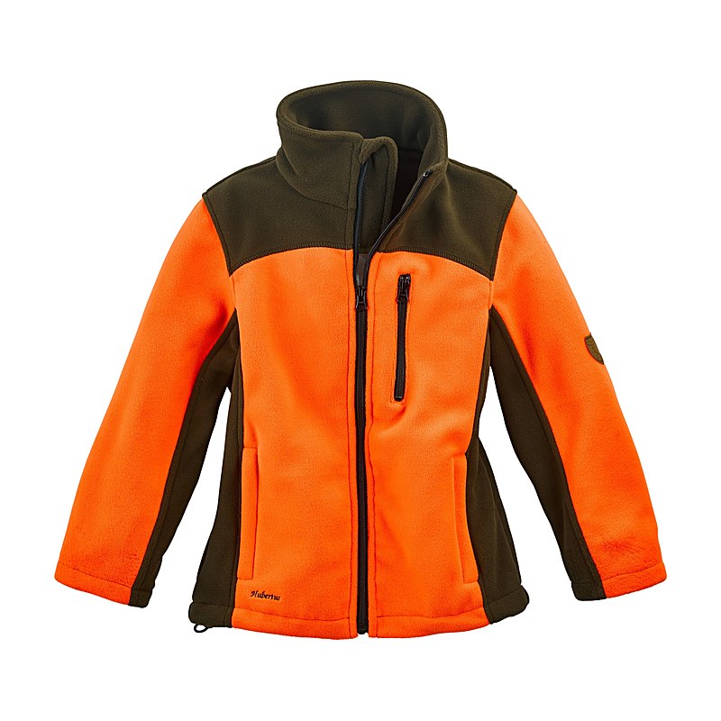 Hubertus Kinder-Fleecejacke zweifarbig, orange-oliv, Größe 176