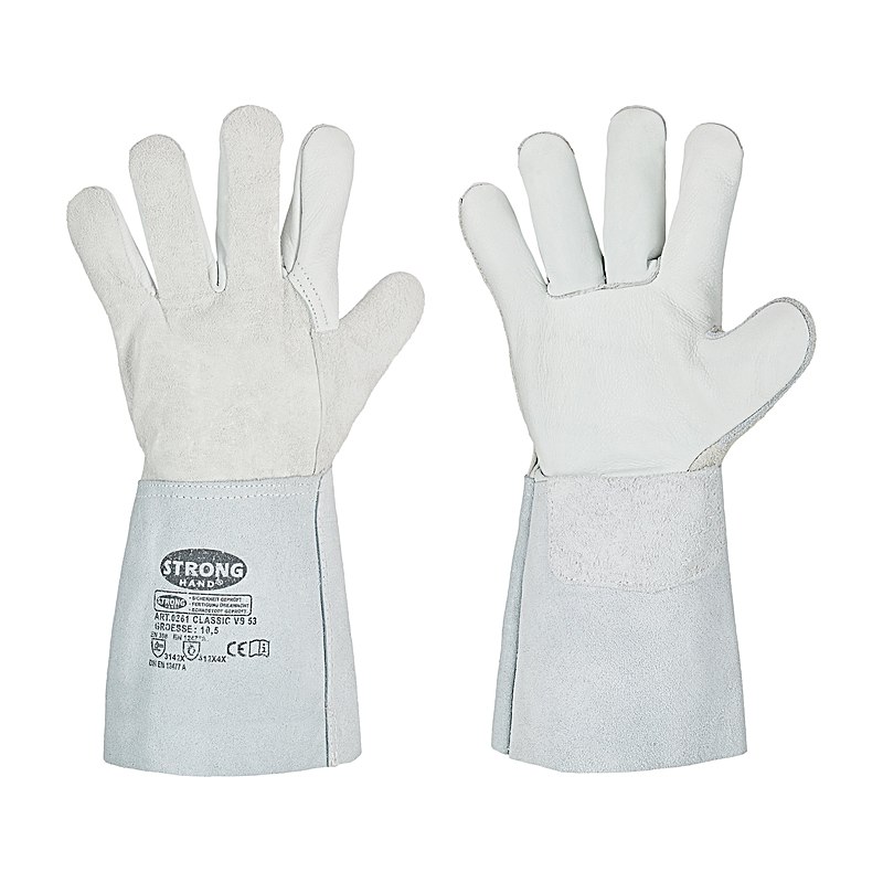 Seilhandschuhe mit langer Stulpe, weiß, Größe 10
