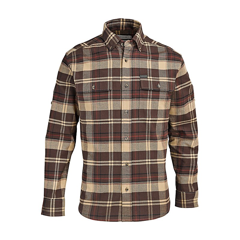 Chevalier Langarmhemd Heron Flannel, soil brown checked, Größe S