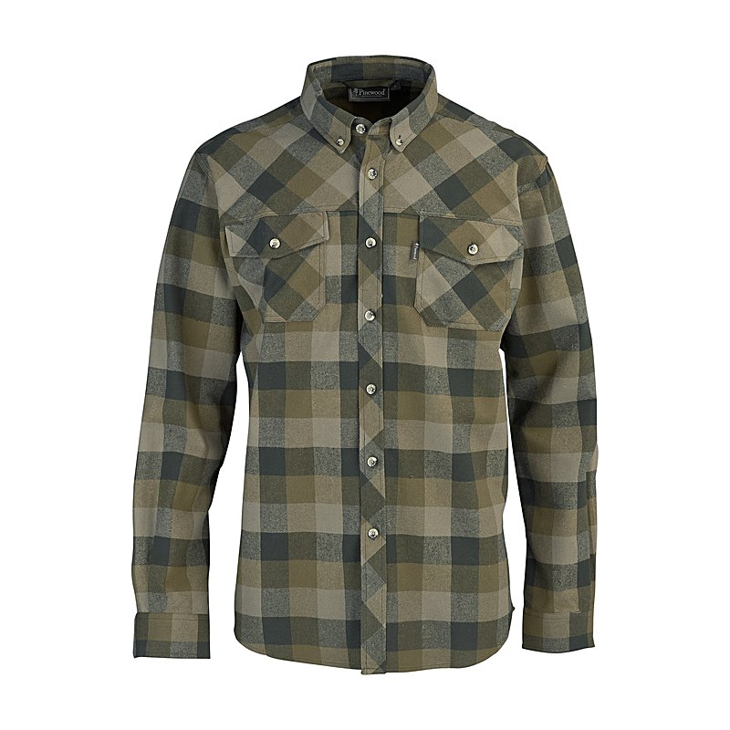 Pinewood Langarmhemd Lumbo, olive-suede brown, Größe XXL