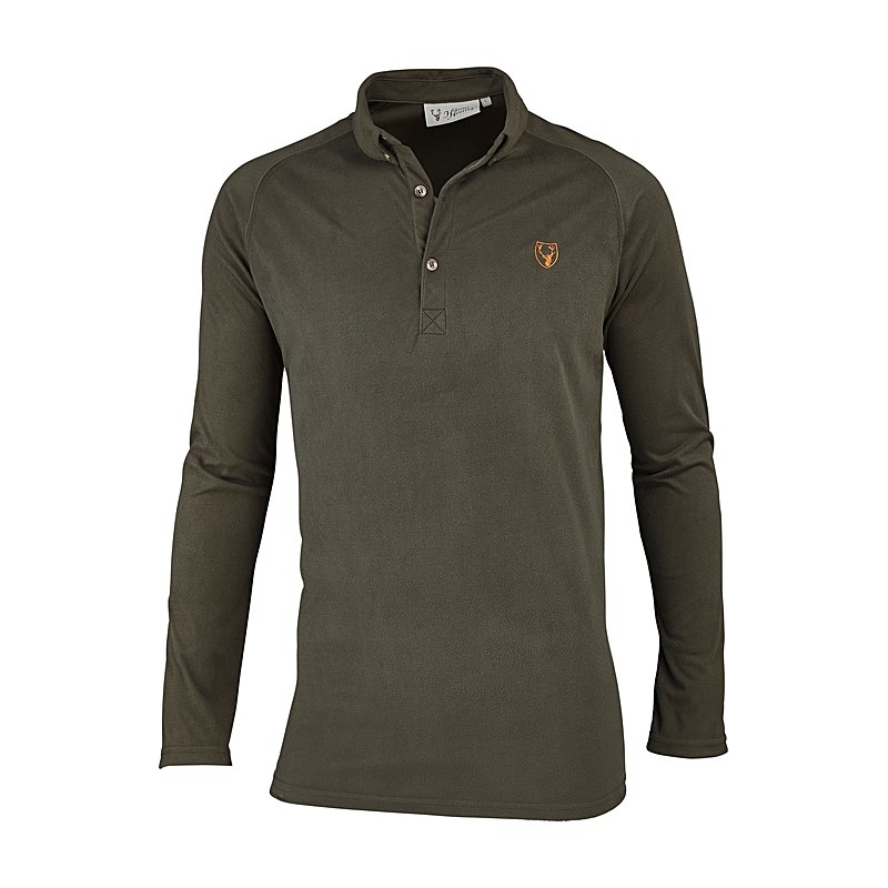 Hubertus Funktionsshirt mit Knopfleiste und Kragen, oliv, Größe M