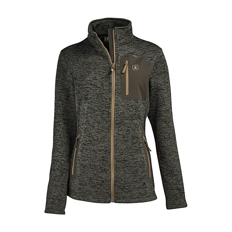 Deerhunter Strickfleecejacke Lady Sarek Knitted, olive night melange, Größe 48