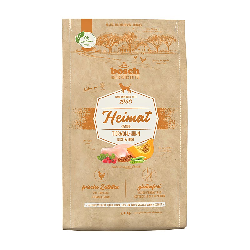 Bosch Heimat Hundefutter Senior mit Tierwohl-Huhn, Größe 2,4 kg
