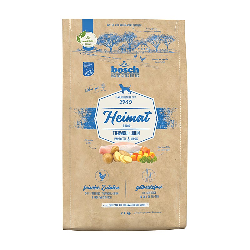 Bosch Heimat Hundefutter Junior mit Tierwohl-Huhn, Größe 2,4 kg