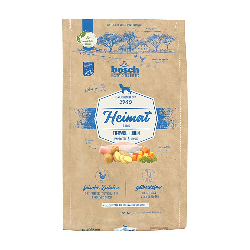 Bosch Heimat Hundefutter Junior mit Tierwohl-Huhn, Größe 12 kg