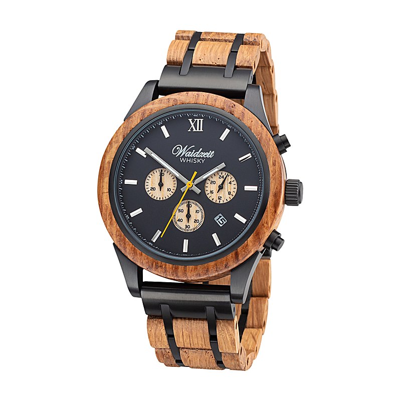 Waidzeit Chronograph Whisky Scotts mit Holzarmband
