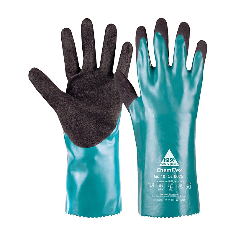 Hase Handschuhe ChemFlex, grün-schwarz, Größe 9