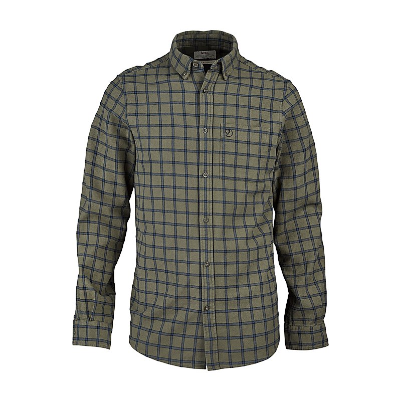 Fjällräven Langarmhemd Övik Flannel, laurel green-indigo blue, Größe S