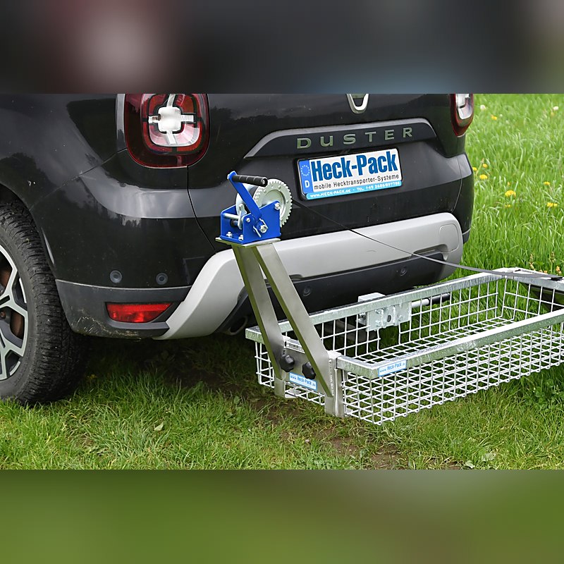 Heck-Pack Handseilwinde für Heckträger, Passend für Heckträger mit 175 mm Tiefe