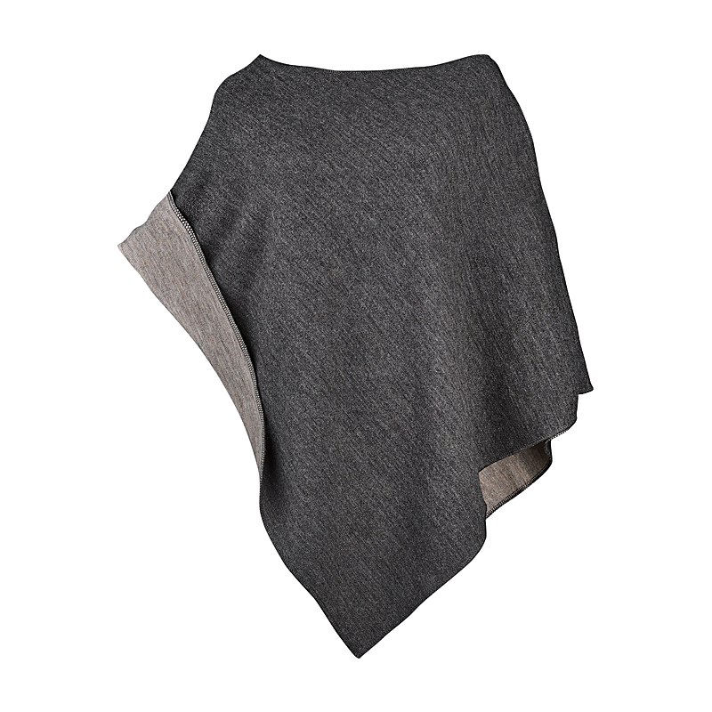 Mufflon Wende-Poncho Extra, granit/stone, Größe one size