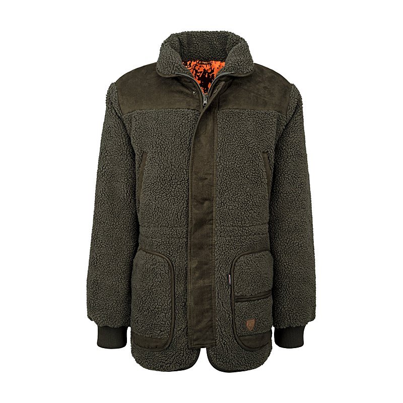 Hubertus Herren-Faserpelz-Wendejacke, oliv/orange-camouflage, Größe 62