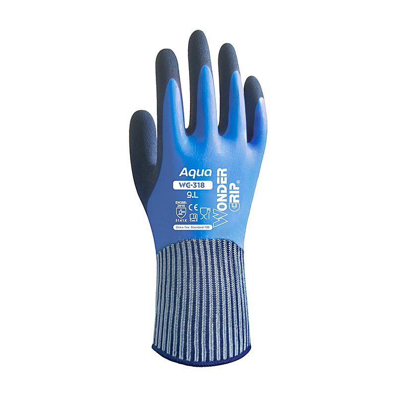 Wondergrip Handschuhe Aqua WG-318, blue, Größe 9