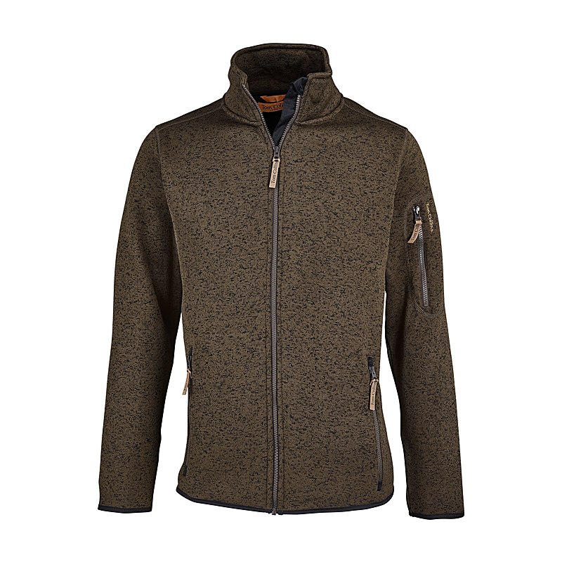 Tom Collins Fleecejacke Strick, dunkelbraun, Größe XL