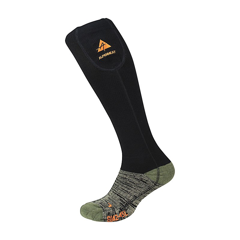 Alpenheat Beheizbare Socken FireWoolSocks, schwarz-grün, Größe L (42–45)