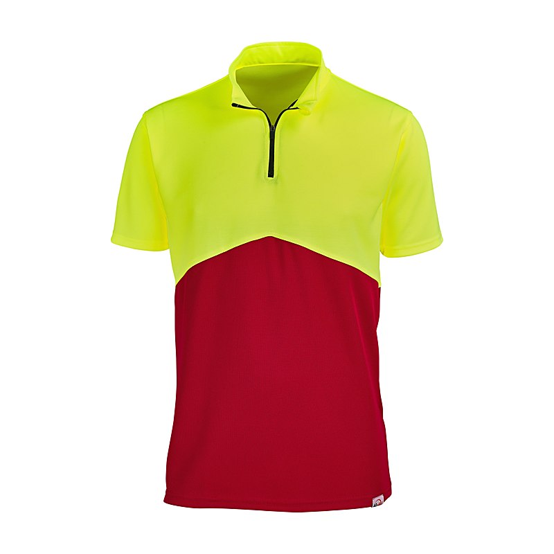IQ-UV Funktionsshirt Kurzarm Zip UV 50+, gelb-hv-rot, Größe M