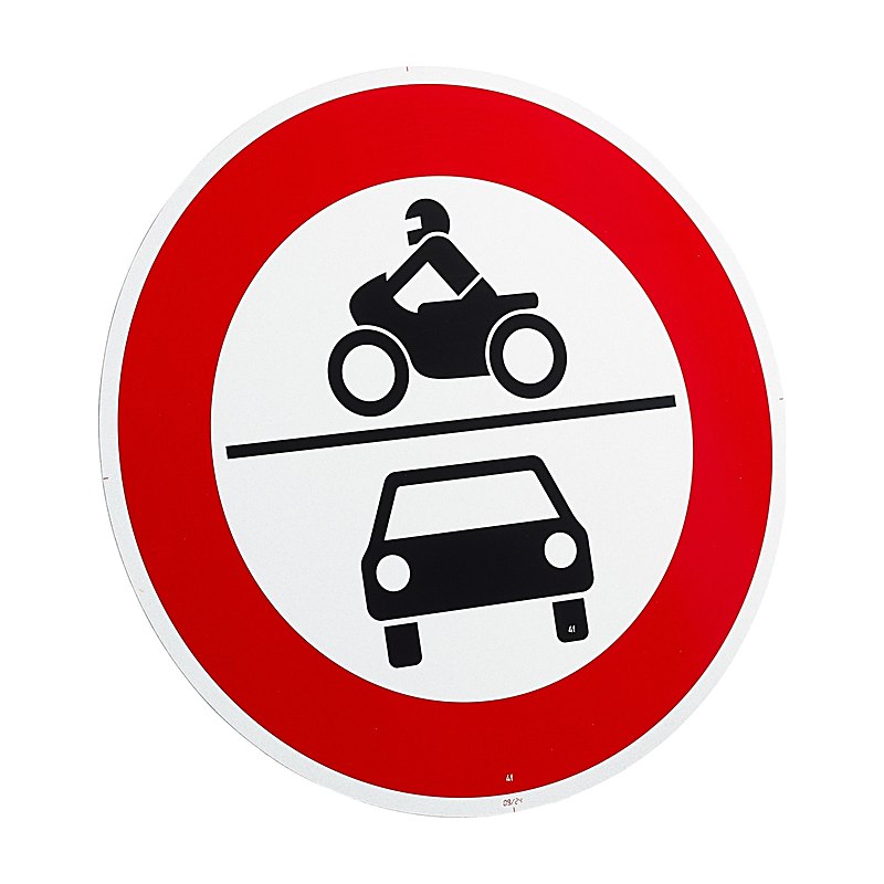 Schild Verbot für Krafträder, Mofas und Kfz, reflektierend
