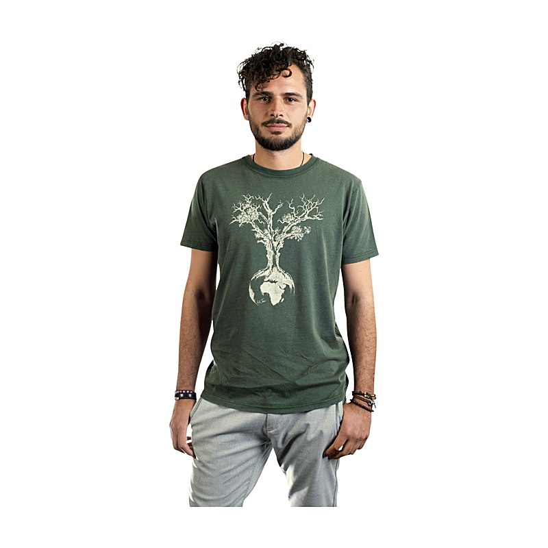 Life-Tree T-Shirt Weltenbaum, stone washed green, Größe L