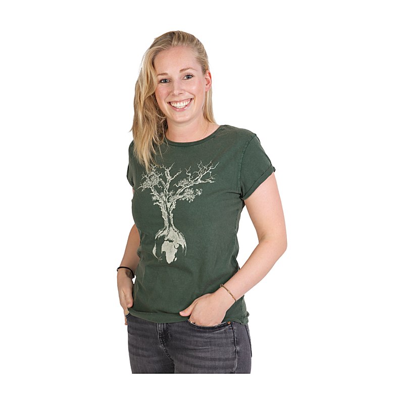 Life-Tree T-Shirt Weltenbaum, stone washed green, Größe M