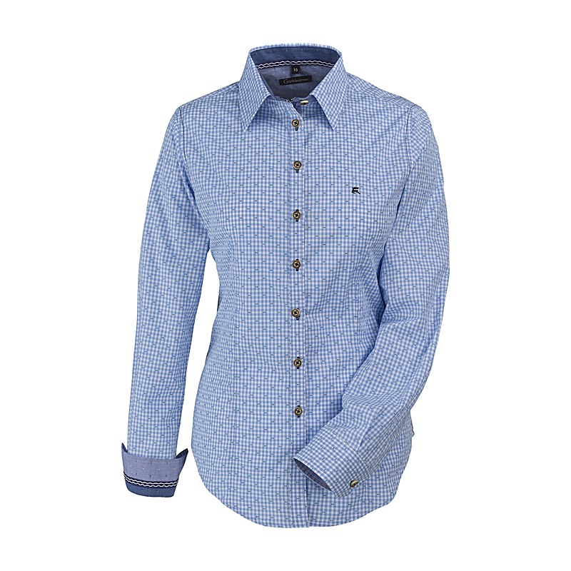 Gipfelstürmer Langarmbluse, hellblau-bleu, Größe 38