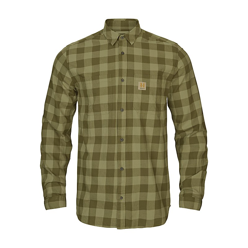 Härkila Langarmhemd Scandinavian, dark olive check, Größe L