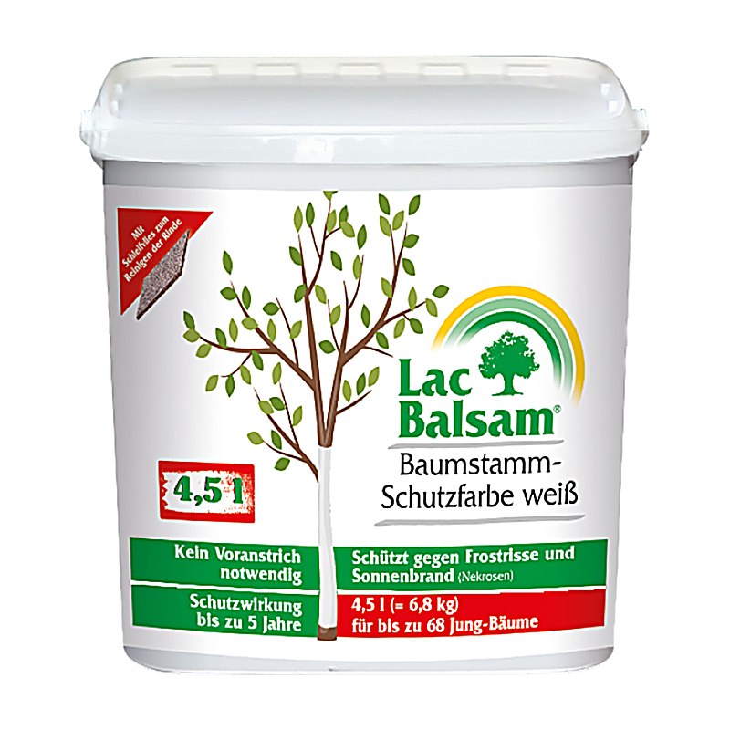 LacBalsam Baumstamm-Schutzfarbe weiß, 4,5-l-Eimer