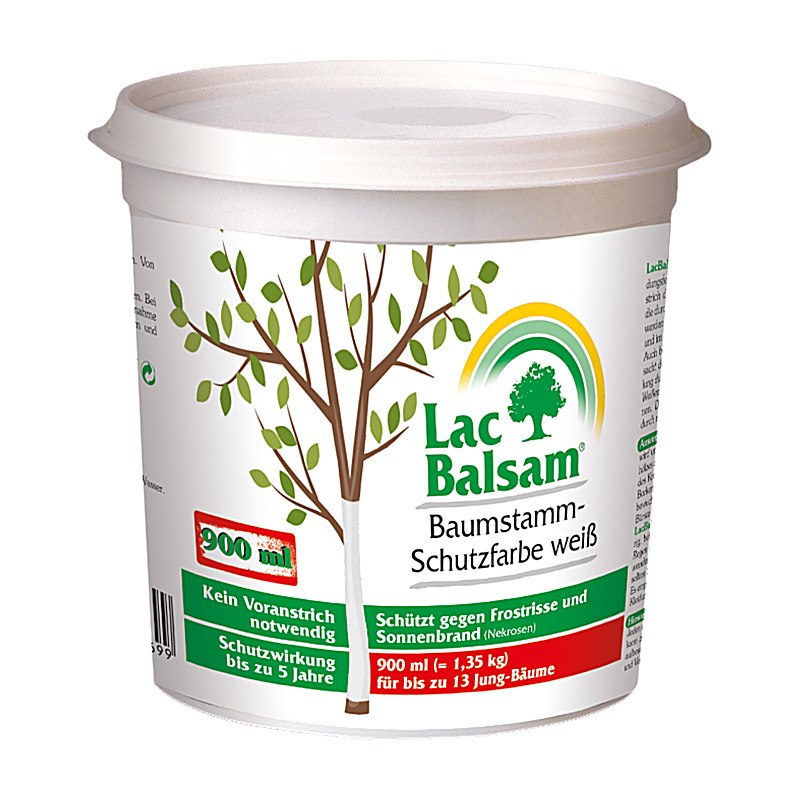 LacBalsam Baumstamm-Schutzfarbe weiß, 900-ml-Eimer