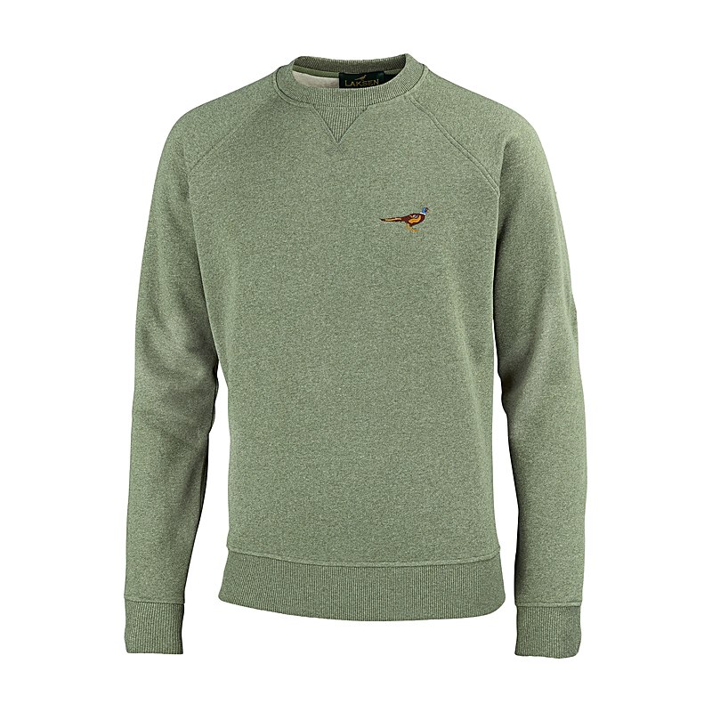 Laksen Sweater Fasan Logo, olive mélange, Größe L