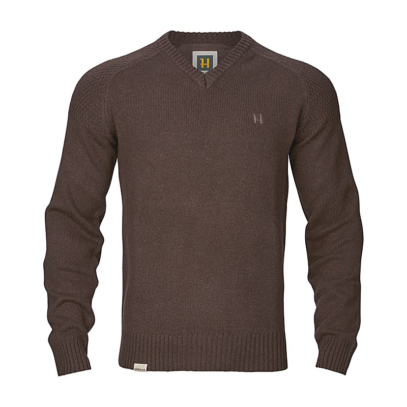 Härkila Pullover Vincent Merino V-Neck, demitasse brown, Größe L