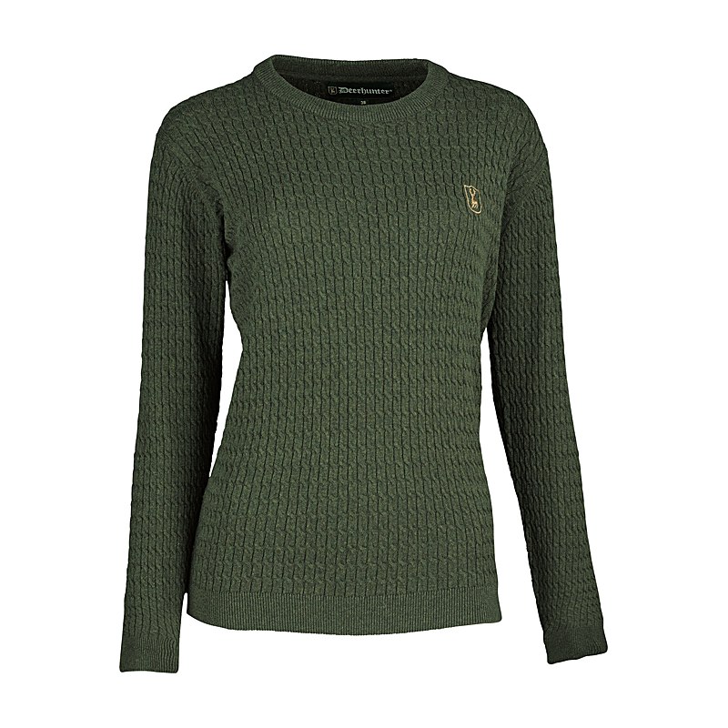 Deerhunter Strickpullover Lady Harrington Zopfmuster, forest ember melange, Größe 40