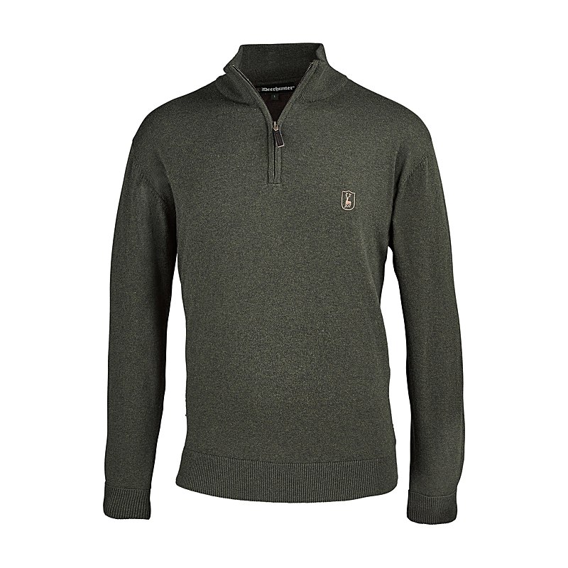 Deerhunter Strickpullover Harrington Half-Zip, forest ember melange, Größe 3XL