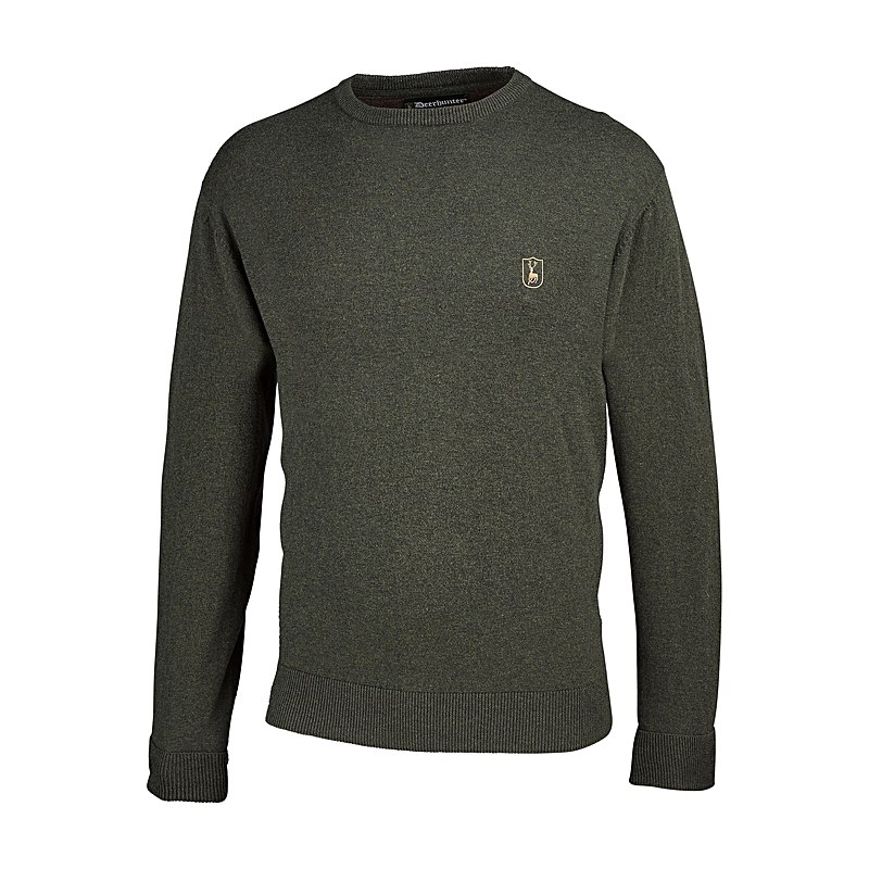 Deerhunter Strickpullover Harrington Rundhals, forest ember melange, Größe S
