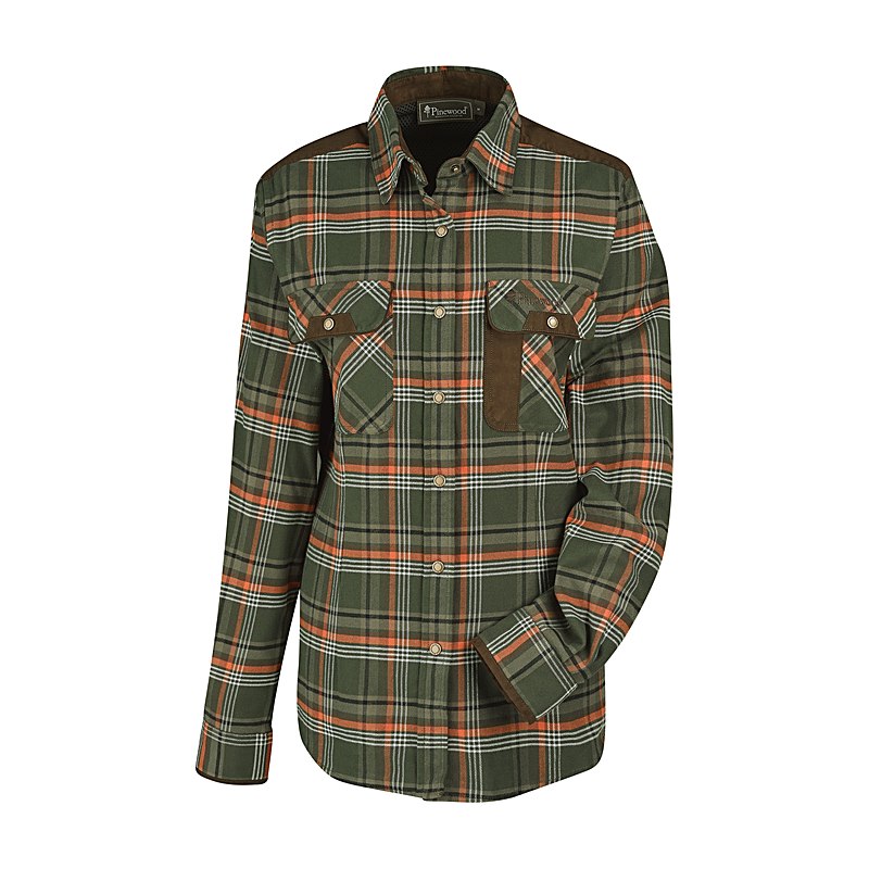 Pinewood Langarmbluse Prestwick Exklusiv, green-burned orange, Größe XXL